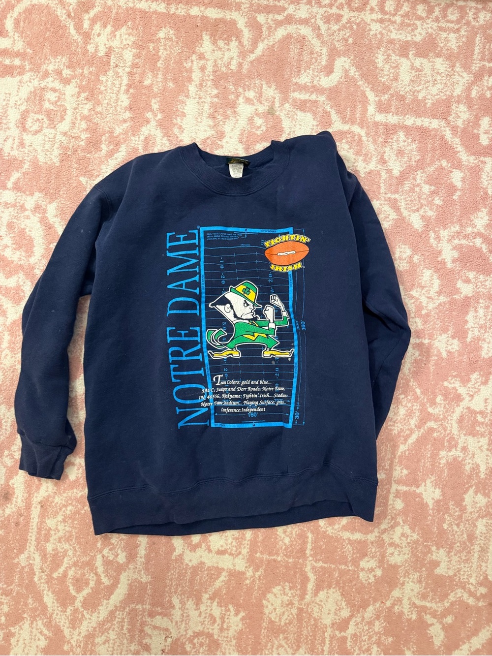 Notre Dame Navy Graphic Crewneck Sweatshirt